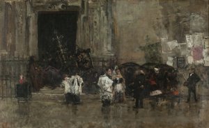 De processie verrast door de regen door Marià Fortuny